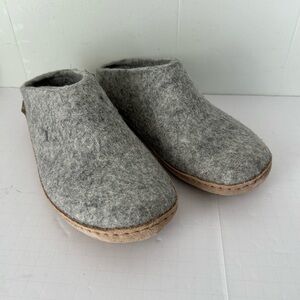 Glerups Unisex Aldult Grey Wool Leather Slip on Slipper Shoe Size 40